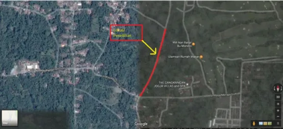 Gambar 1.2 Ruas Jalur Evakuasi di Dusun Balong-Plosokerep   (Sumber: Googlemaps, diakses 2017) 