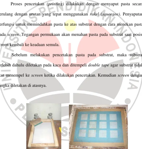 Gambar 3. 13  (a) Screen nilon polos, (b) Screen pola. 