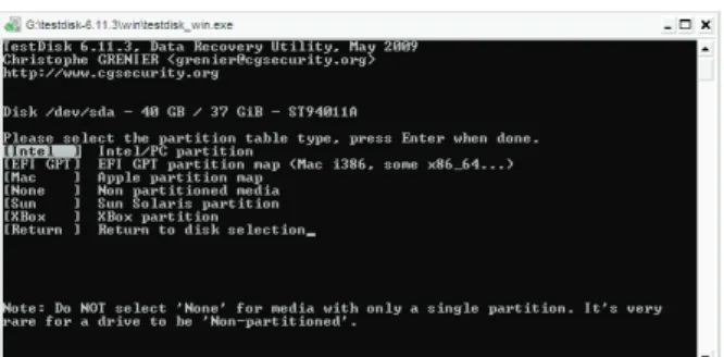 Gambar 1.5 Pemilihan partition table type 