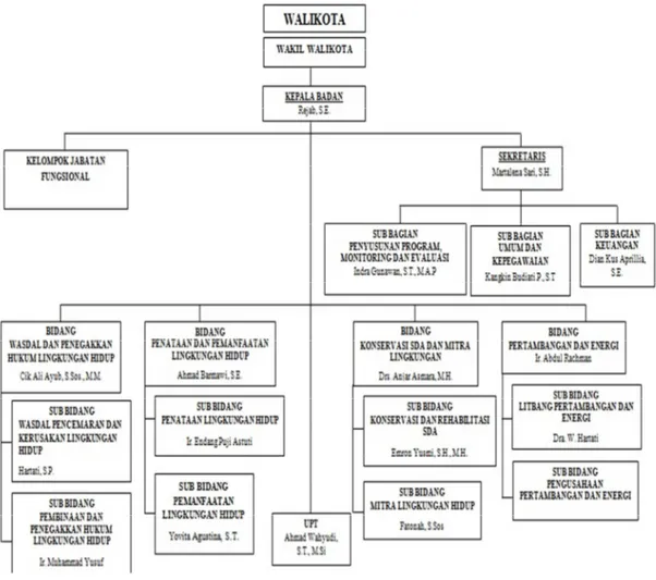 Gambar 1  : Struktur Organisasi Badan Pengendalian dan Pengelolaan    Lingkungan Hidup Kota Bandar Lampung 2013 