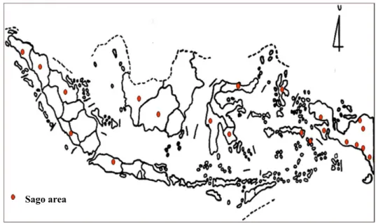Gambar 2. Daerah persebaran tanaman sagu di Indonesia (Matanubun 2005) 