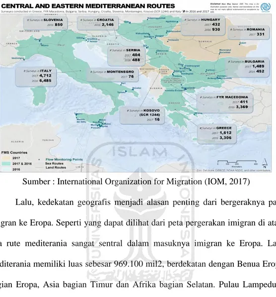 Gambar 6. Peta Persebaran Imigran dan Rute Mediterrania