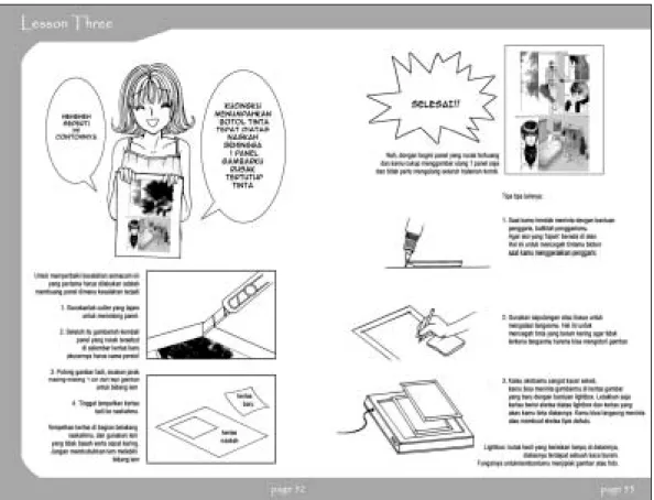 Gambar 3.  Tutorial pembelajaran Komik sebagai buku ajar mahasiswa desain komu- komu-nikasi visual