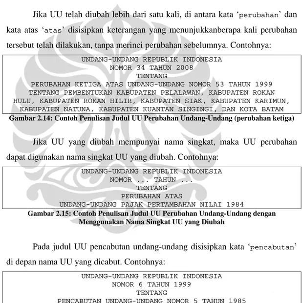 Gambar 2.13: Contoh Penulisan Judul UU Perubahan Undang-Undang (perubahan  pertama) 