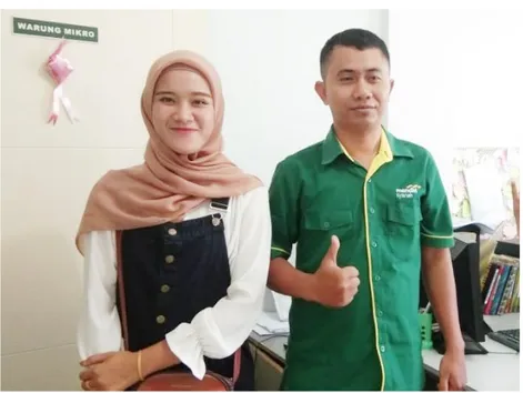 Foto 1. Dokumentasi dengan Bapak Andrean Jaka selaku   Analis Mikro di Bank Syariah Mandiri KC Bandar Jaya 