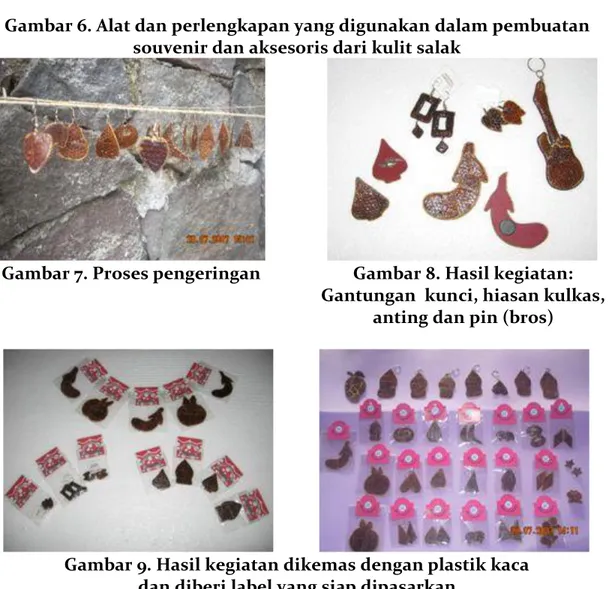 Gambar 6. Alat dan perlengkapan yang digunakan dalam pembuatan  souvenir dan aksesoris dari kulit salak 