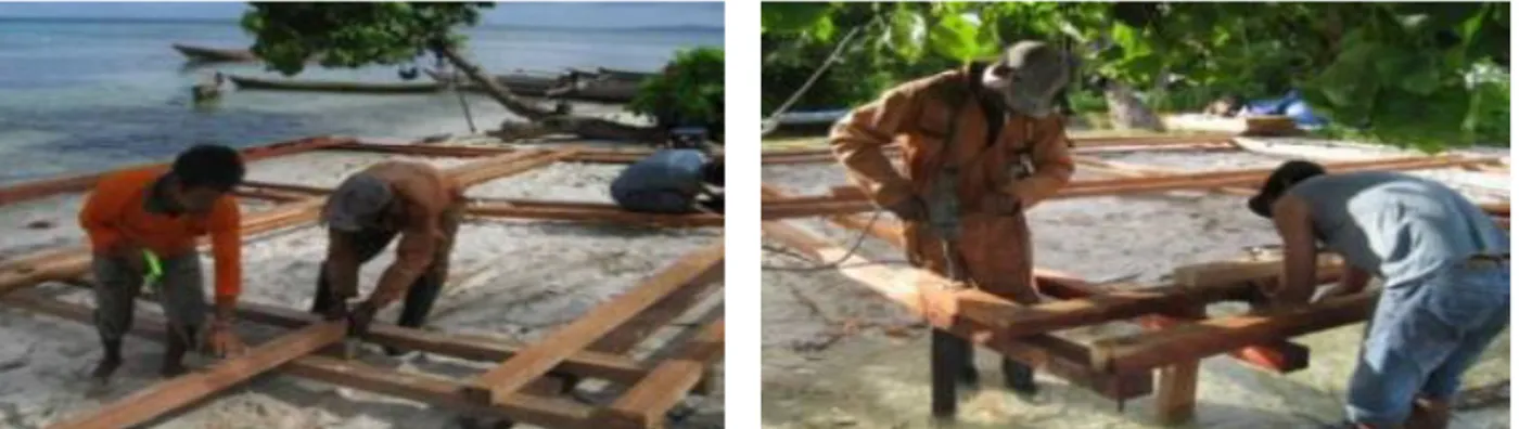 Gambar 4 Penggunaan keramba jaring apung sebagai media budi daya ikan kerapu di Desa Umera