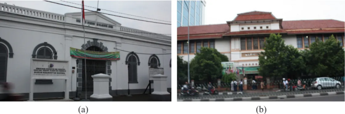 Gambar 7. (a) Gedung STOVIA; (b)  Gedung MULO, sekarang SMP Negeri 5 Jakarta (Sumber: 