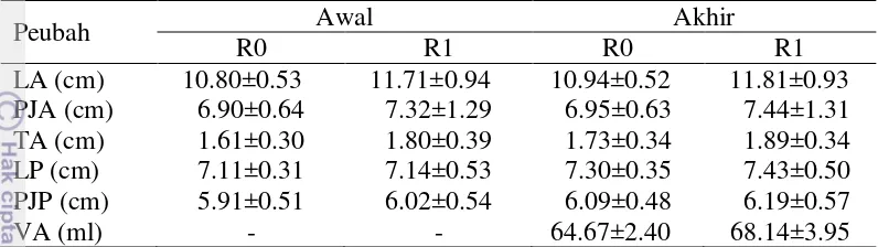 Tabel 5  Performa ambing kambing Peranakan Etawah (PE) dara 