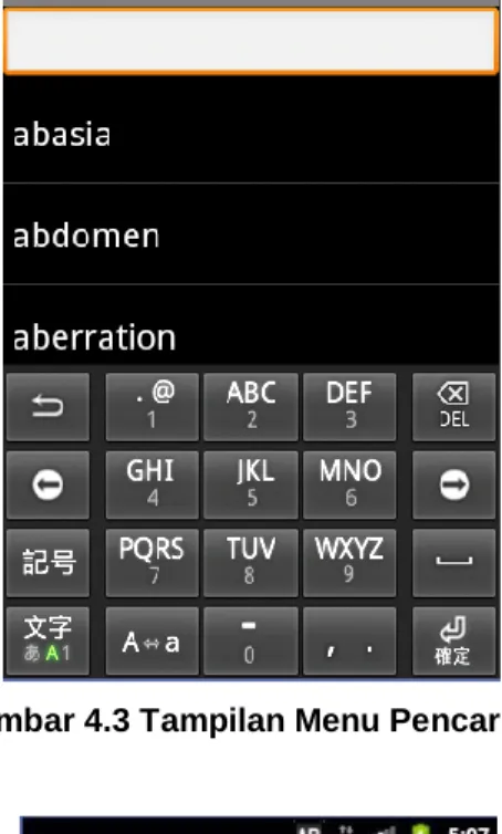 Gambar 4.3 Tampilan Menu Pencarian 