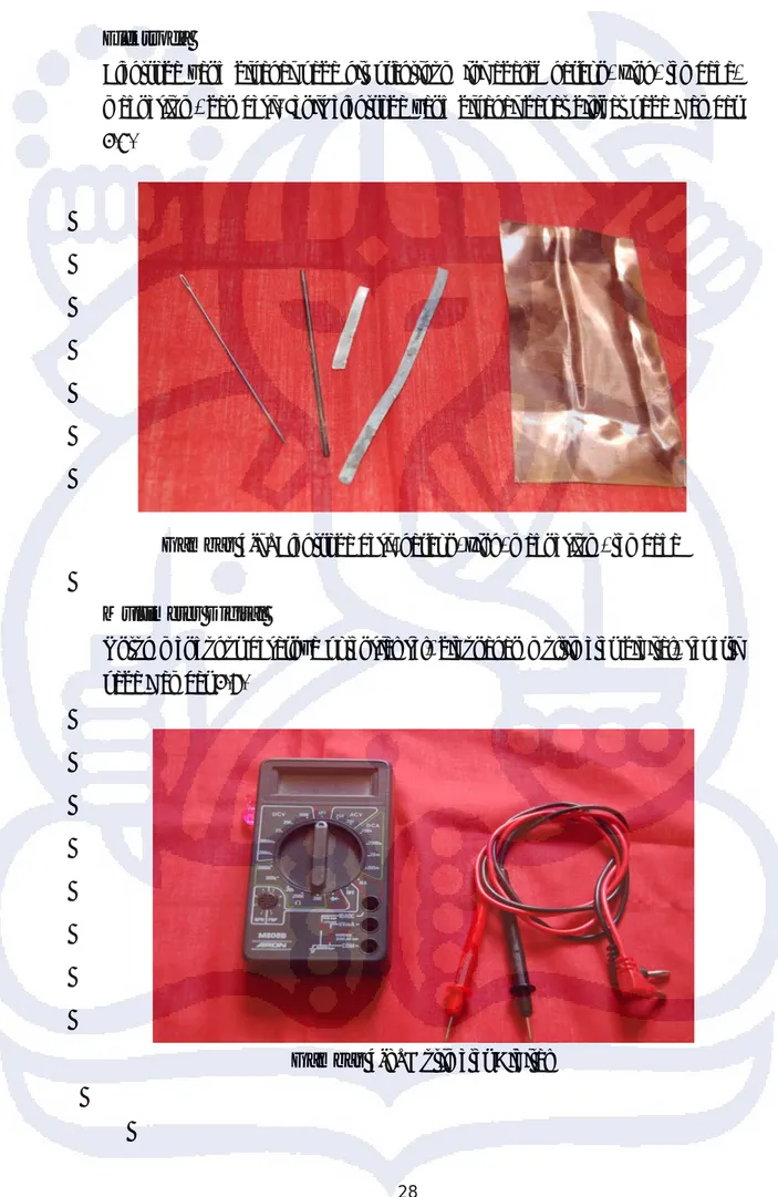 Gambar 4-7. Elektroda besi, karbon, zink, magnesium, tembaga 