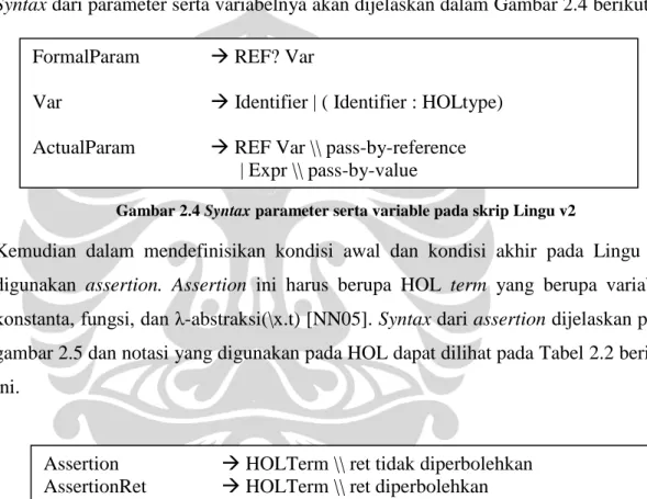 Gambar 2.4 Syntax parameter serta variable pada skrip Lingu v2 