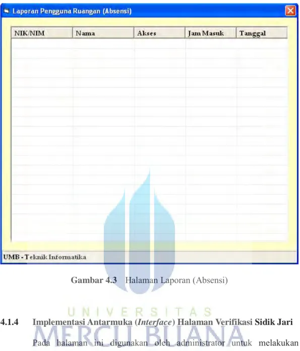 Gambar 4.3  Halaman Laporan (Absensi) 
