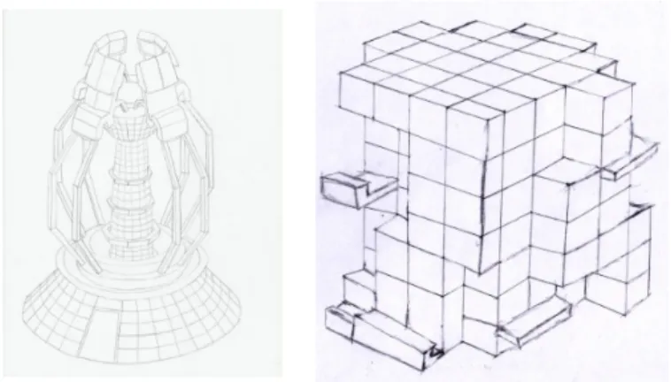 Gambar 3. Sketsa kasar bangunan dalam game 3D Emendation