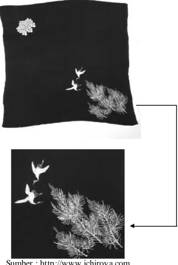Gambar 1.5 Kain Furoshiki dengan Motif Burung Bangau dan Pohon Cemara 