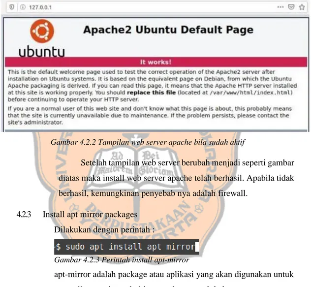 Gambar 4.2.2 Tampilan web server apache bila sudah aktif 