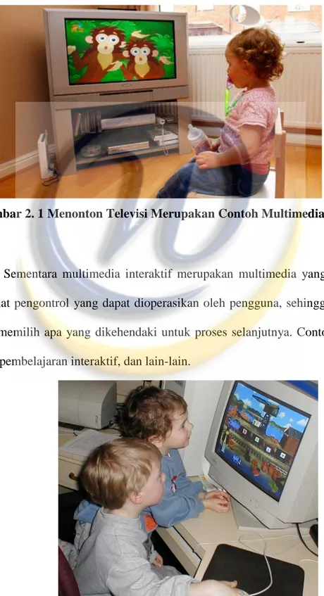 Gambar 2. 1 Menonton Televisi Merupakan Contoh Multimedia Linier 