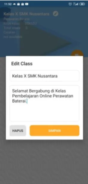 Gambar 10. Fitur Sunting Kelas  K.  Keluar kelas 