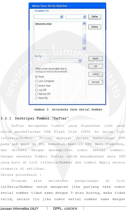 Gambar 3. Antarmuka Save Serial Number 