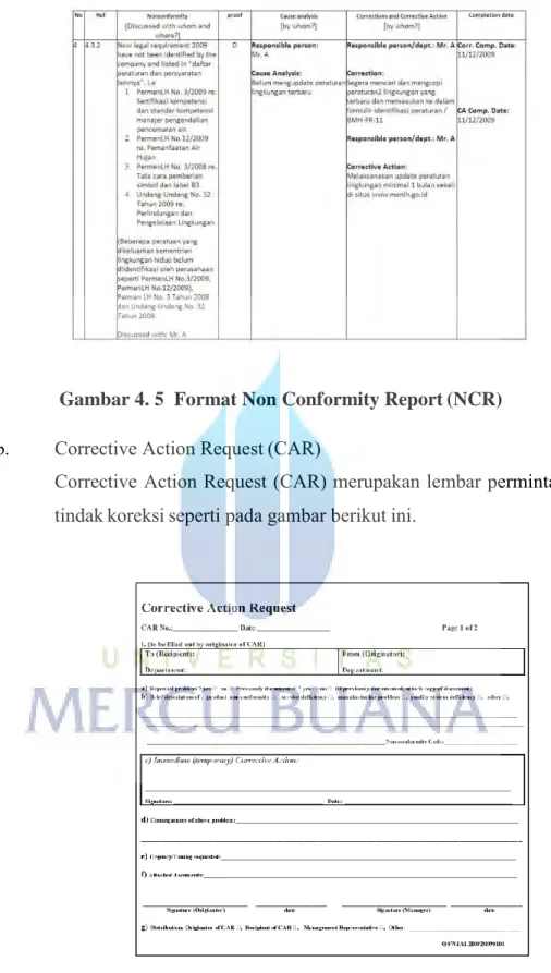 Gambar 4. 5  Format Non Conformity Report (NCR) 