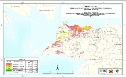 Gambar 1. Peta sebaran lahan sawah terdegradasi di Provinsi Banten 