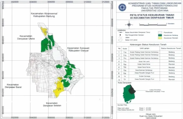 Gambar 2. Peta Status Kesuburan Tanah Di Kecamatan Denpasar Timur 