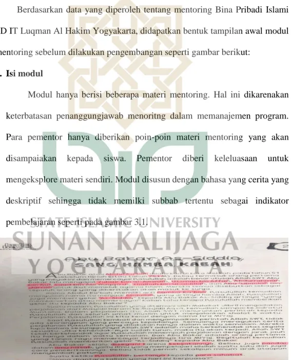 Gambar 3.1 Halaman isi modul awal 