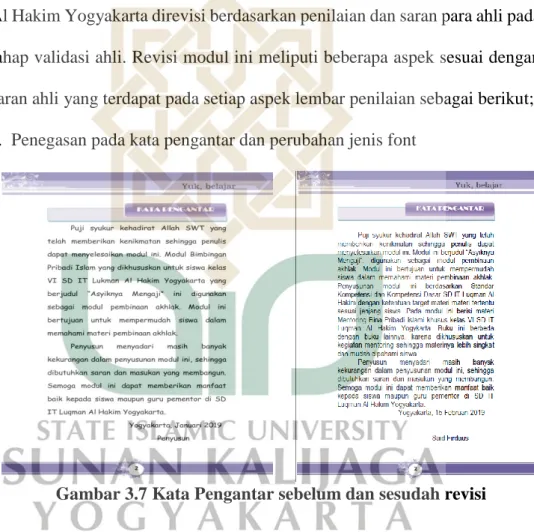 Gambar 3.7 Kata Pengantar sebelum dan sesudah revisi 