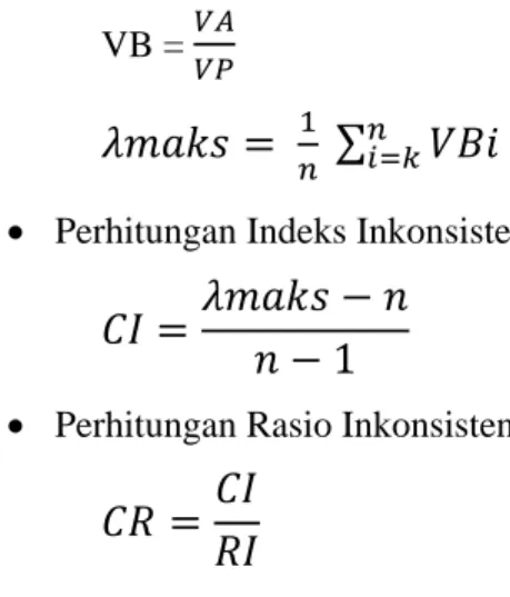 Tabel 6.  Nilai Indeks Acak (RI) Matriks Berorde 2 sampai 8 