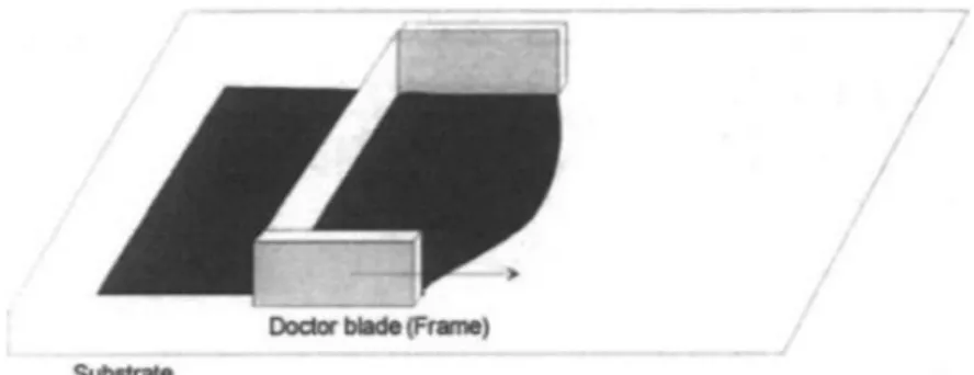 Gambar 2.6 Prinsip dari Teknik Doctor Blade (Berni et al., 2004) 