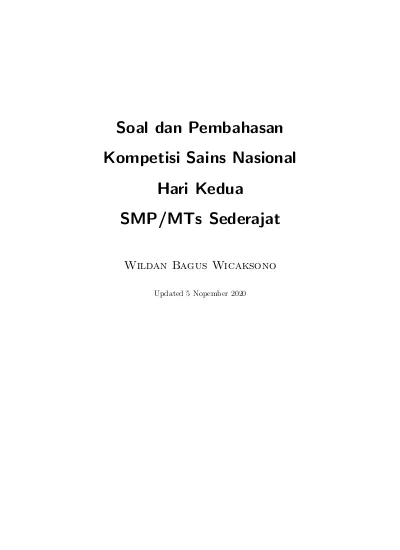 Soal Dan Pembahasan Kompetisi Sains Nasional Hari Kedua SMP/MTs Sederajat