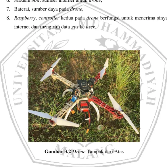 Gambar 3.2 Drone Tampak dari Atas 