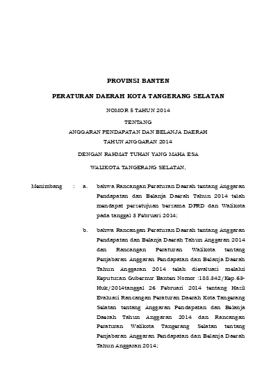 Provinsi Banten Peraturan Daerah Kota Tangerang Selatan 6304