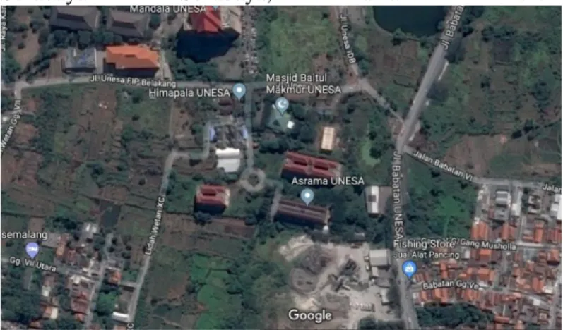 Gambar 1. 1 Lokasi Gedung Asrama Universitas Negeri  Surabaya 