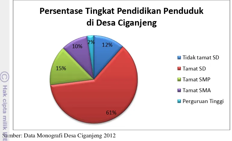 Gambar 4  Persentase penduduk menurut tingkat pendidikan di Desa Ciganjeng 