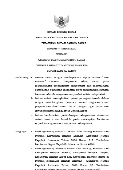 BUPATI BANGKA BARAT PROVINSI KEPULAUAN BANGKA BELITUNG PERATURAN BUPATI ...