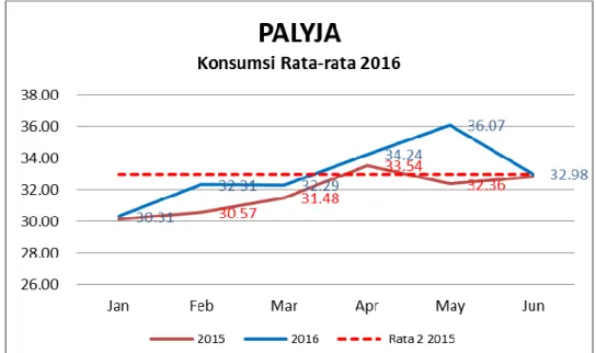 Gambar 2. 5 Konsumsi Rata-Rata PT  PALYJA Januari - Juni 2016 