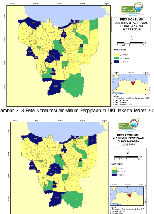 Gambar 2. 8 Peta Konsumsi Air Minum Perpipaan di DKI Jakarta Maret 2016 