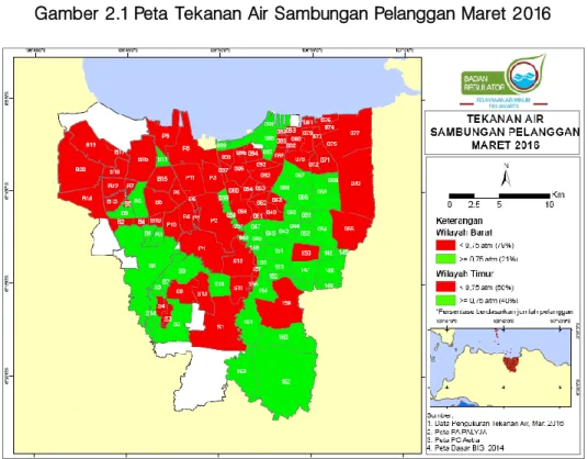 Gambar 2.1 menunjukkan gambaran kondisi tekanan air pada sambungan pelanggan  di Bulan Maret 2016