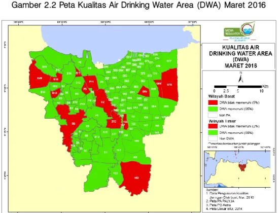 Gambar  2.2  menunjukkan  gambaran  kondisi  kualitas  air  pada  sambungan  pelanggan  di  Bulan Maret 2016