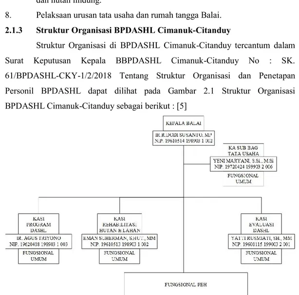 Gambar 2.1 Struktur Organisasi BPDASHL Cimanuk-Citanduy 
