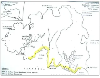 Gambar 1.  Populasi  Rafflesia zollingeriana Kds. di Taman Nasional Meru Betiri pada Tahun 1988 (Hikmat, 1988) 