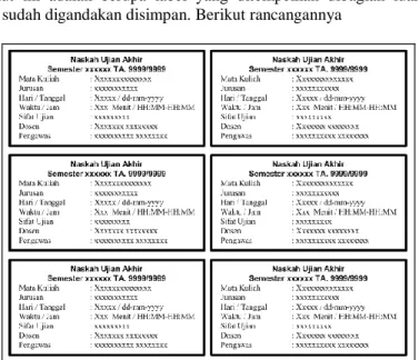 Gambar 10 Label Dokumen Ujian  3.5  Rancangan Struktur Data 