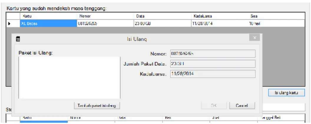 Gambar 12 Form Pengisian ulang kartu 