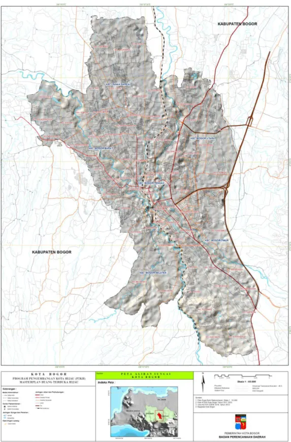 Gambar  3.2.  Peta Sungai-sungai yang melintas Di Kota Bogor
