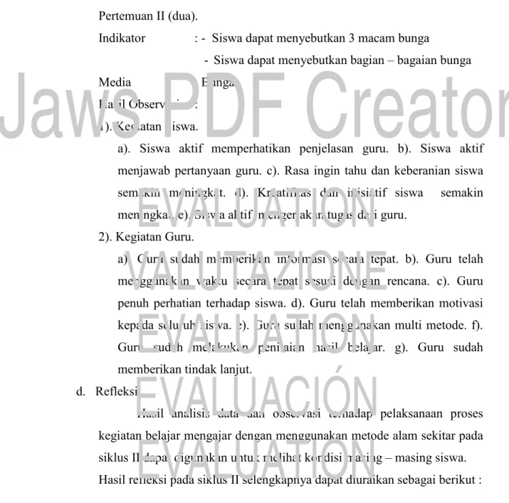 Tabel 6. Data hasil refleksi siswa Siklus II. 