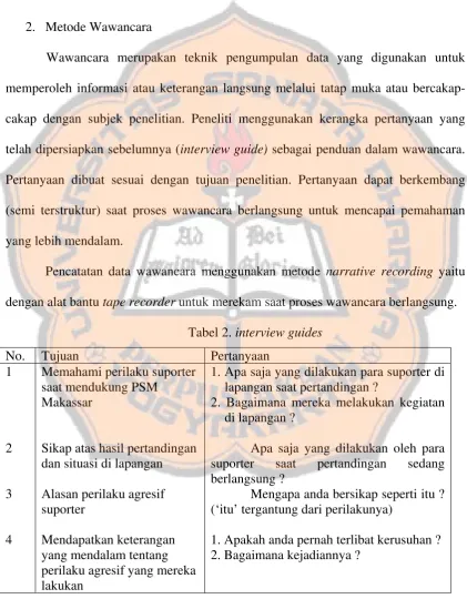 Tabel 2. interview guides 