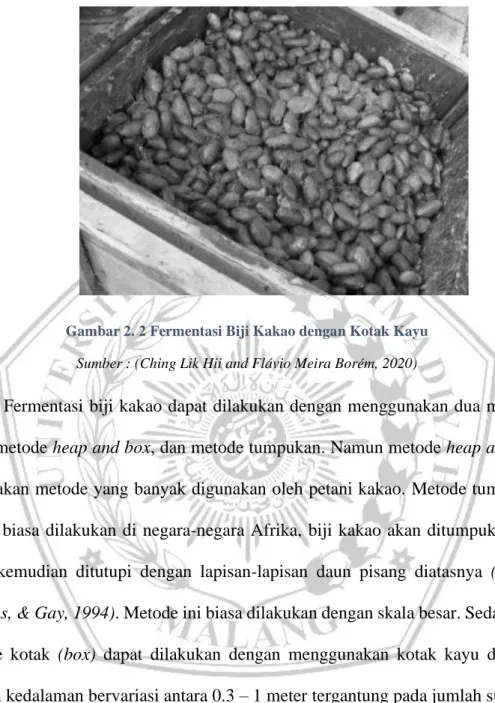 Gambar 2. 2 Fermentasi Biji Kakao dengan Kotak Kayu  Sumber : (Ching Lik Hii and Flávio Meira Borém, 2020) 