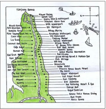 Gambar 2 Peta usaha daerah wisata Tanjung Benoa tahun 2014 