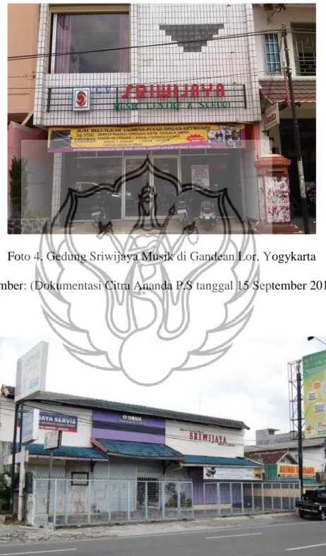 Foto 4. Gedung Sriwijaya Musik di Gandean Lor, Yogykarta  Sumber: (Dokumentasi Citra Ananda P.S tanggal 15 September 2015) 